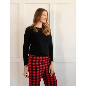 Women's Fleece Red & Black Plaid Set
