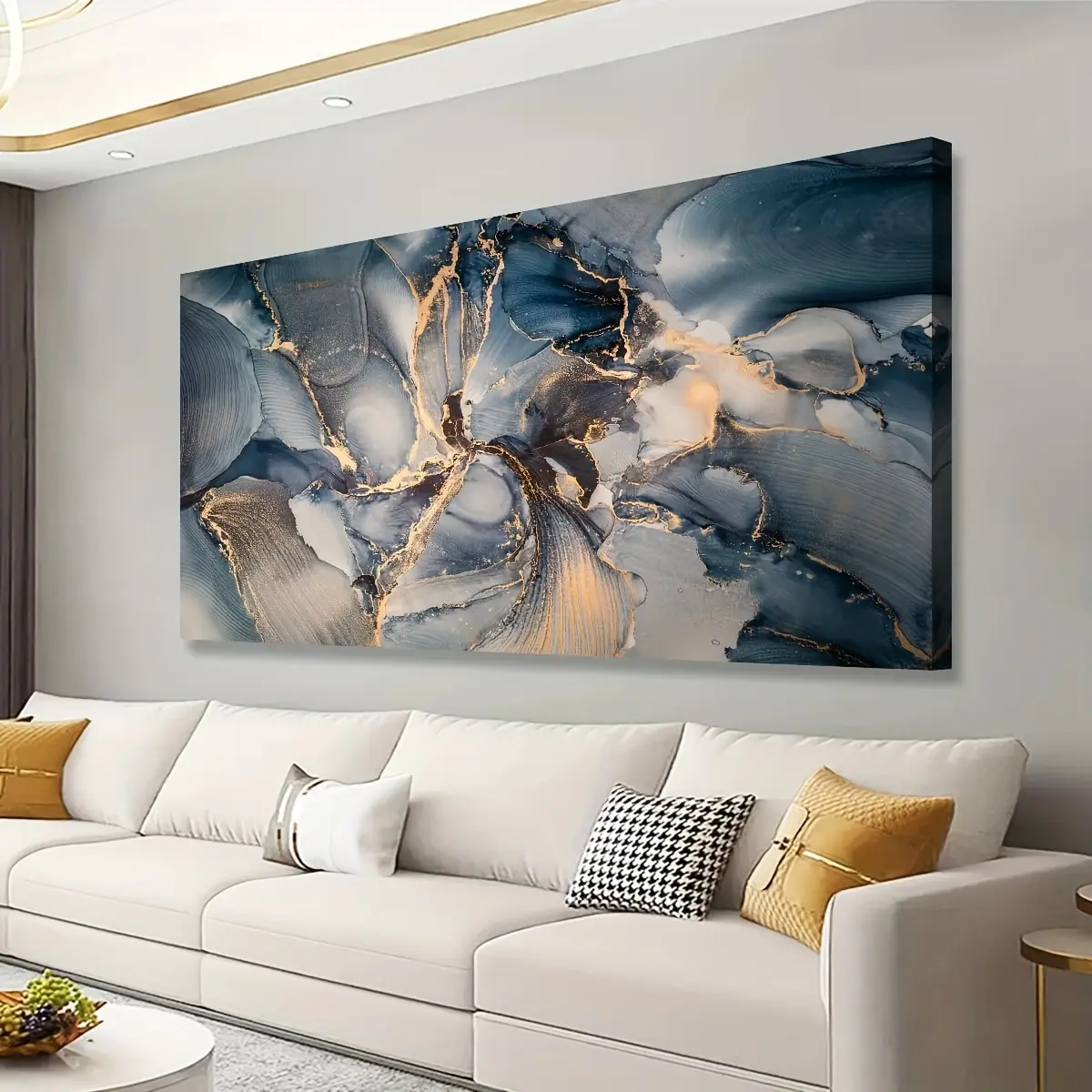 New 1pc Glittering Gold Foil Abstract Canvas Wall Art - Modern Murals for Bedroom, Living Room & Study - High-Definition Prints, Framed & Ready to Hang - Elevate Home Decor with Striking Eleganc Poster Ornaments