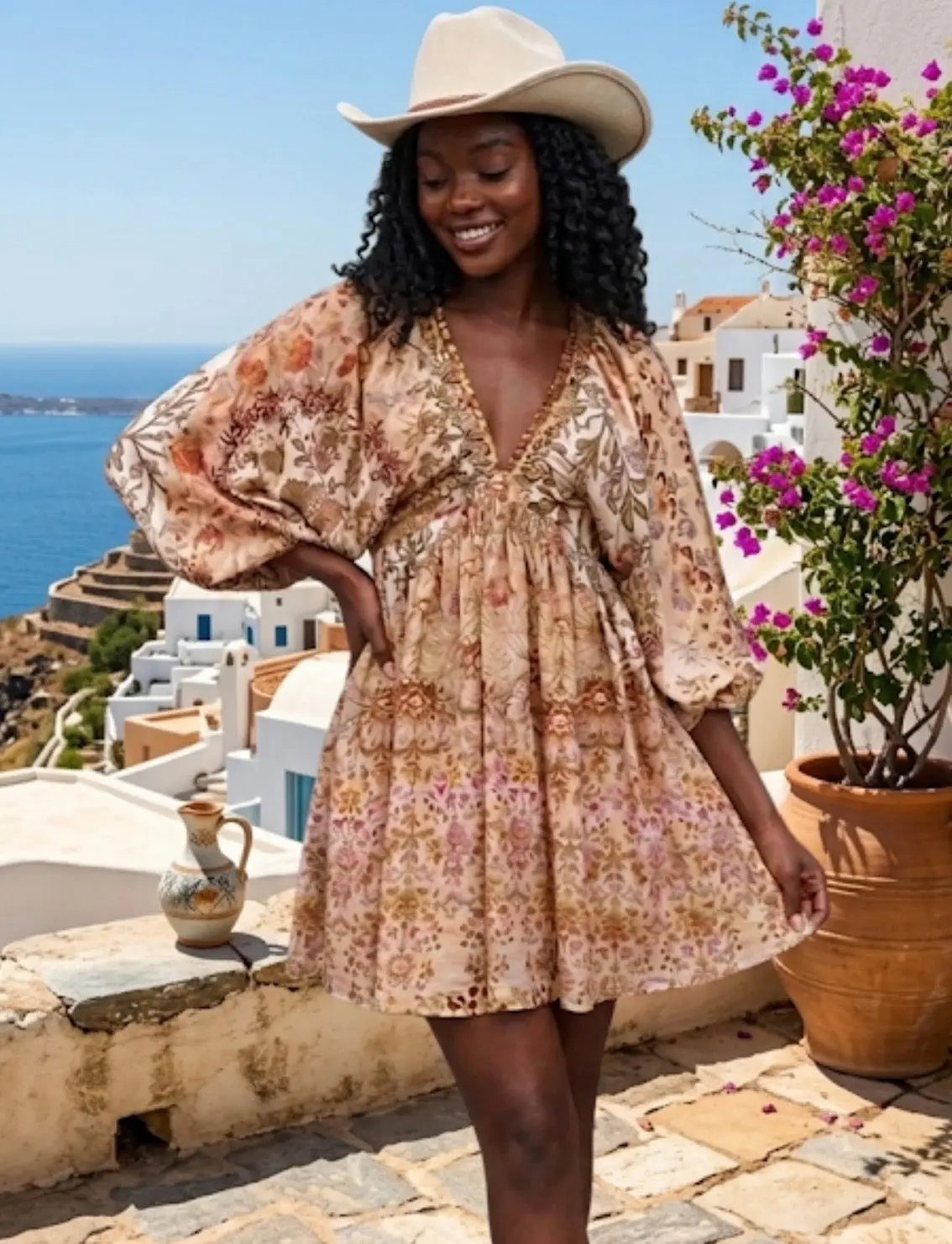 Sienna Sunset Smocked Mini Dress