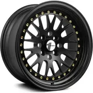 AVID1 AV12 Black 15x8 +25 4x100 Alloy Wheel with Exposed Lugs One Piece Mesh Style for Vehicle Build