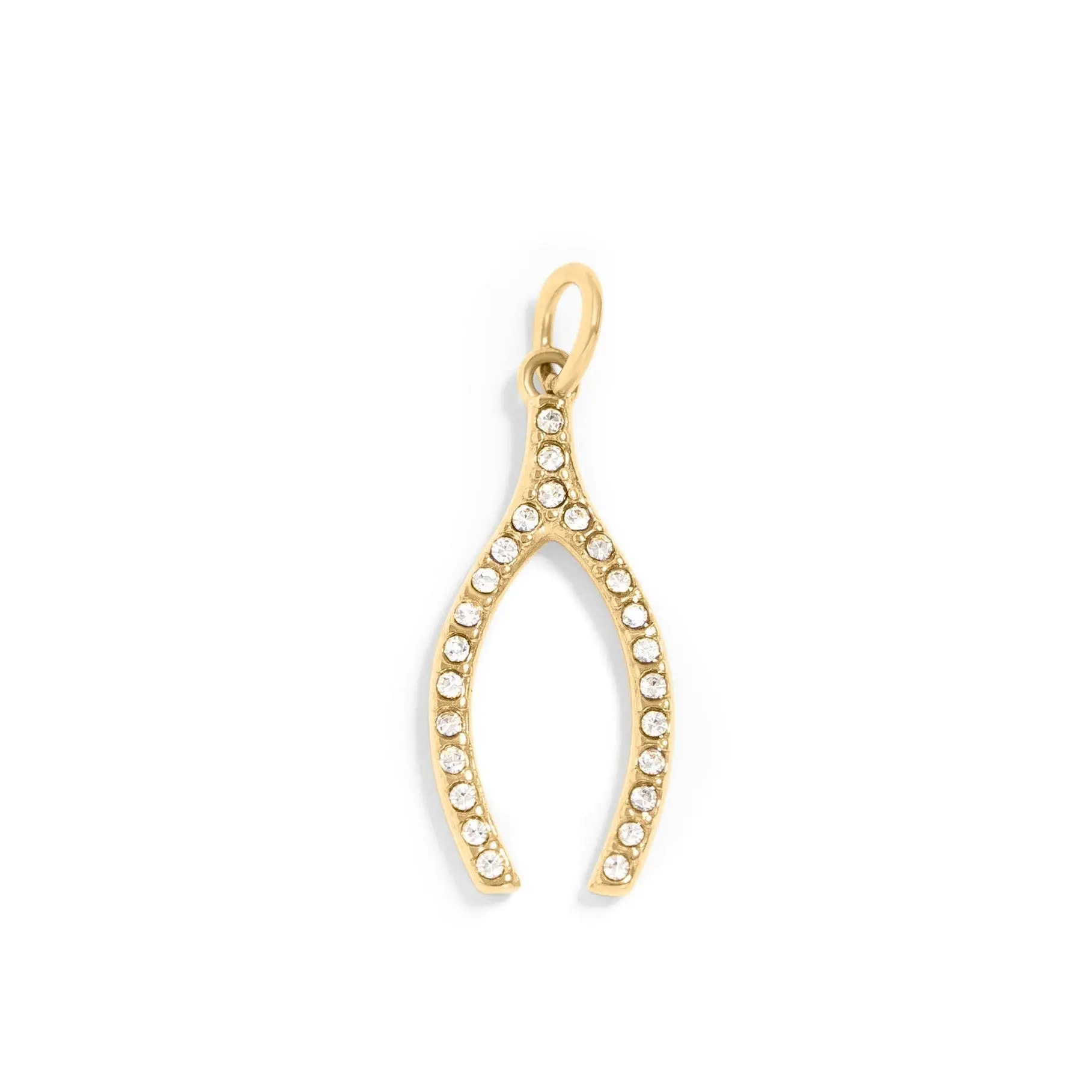 Rhinestone Wishbone Charm - C190