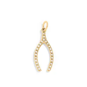 Rhinestone Wishbone Charm - C190