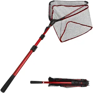 Fishing Net 29-82 Inches, Foldable Landing Net for Kayak Boat Fishing - Lightweight Aluminum Handle, Honeycomb Mesh Design for Trout Bass, Portable Catch & Release