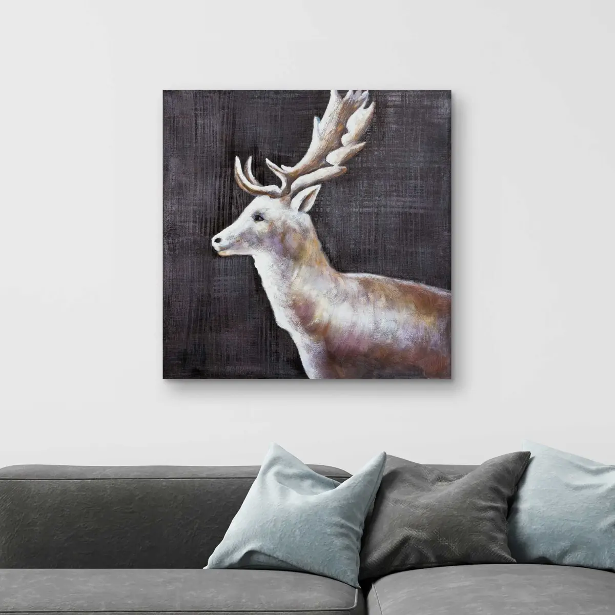 212 MAIN Glow-in-Dark Artistic Deer Profile Unframed Wall Art Print, 32x32 in. Brown Home Decor, Holiday Room Decoration for Home Supplies