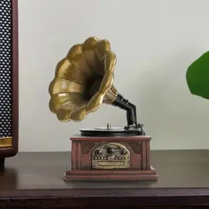 Vintage Phonograph Resin Statue, Decorative Piece for Home or Kitchen, Indoor & Outdoor Use, Unique Gift Idea
