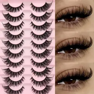 7 Pairs/10 Pairs of Russian 3D Mink Fur False Eyelashes Extension Set, Cosmetic, D Curl, Lengths from 6-18Mm, Lightweight, Fluffy, Thick False Lashes, Perfectly Conforming to Your Eye Shape, Beginner-Friendly, Reusable, Makeup