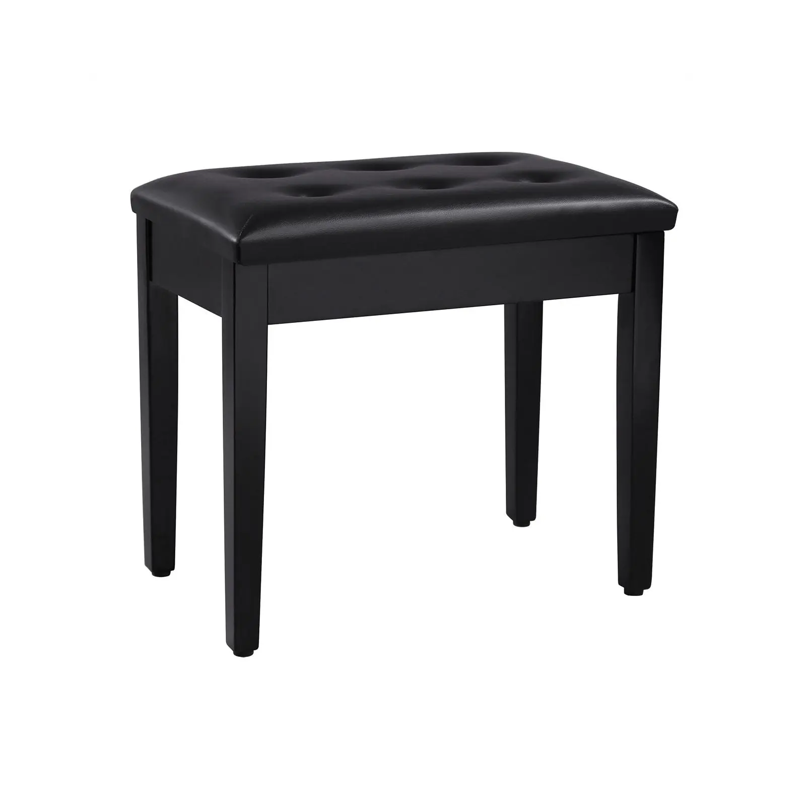 SONGMICS Upholstered Piano Bench - Faux Leather Tufted Look Seat with Foam Cushion, Hidden Music Bin Storage, Wooden Base Legs with Scratch-Safe Feet, Without Arms, 300lb Capacity, Easy Assembly, Multi-Use for Practice & Makeup Stool