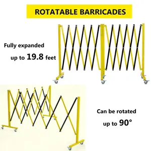 GARVEE 16 FT Industrial Expandable Metal Barricade, Yellow and Black, Mobile Safety Barrier Gate, Retractable Traffic Fence