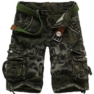 SummerMen'sCamouflagePrintedWorkShortsMulti-PocketZipperButtonMilitaryCombatFiveShortsDailyStreetCasualShorts