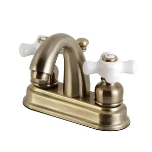 Kingston Brass  4 in. Restoration Centerset Bathroom Faucet, Antique Brass