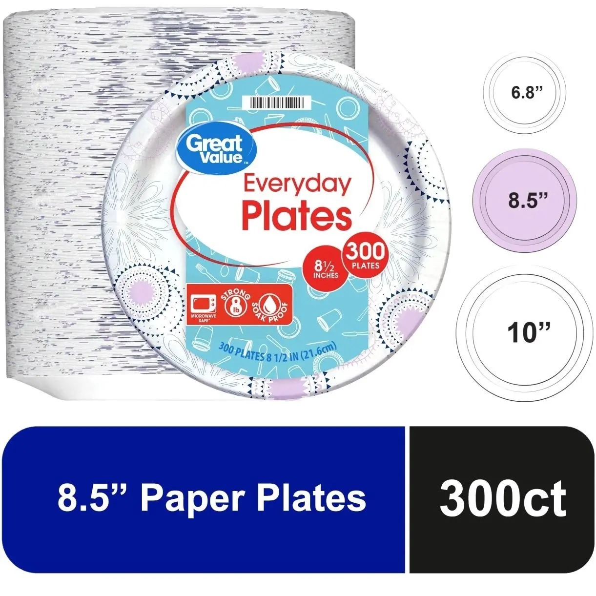 Everyday Disposable Paper Plates 300 Count Heavy Duty Dinner Plates for Parties Picnics BBQ Events and Daily Use