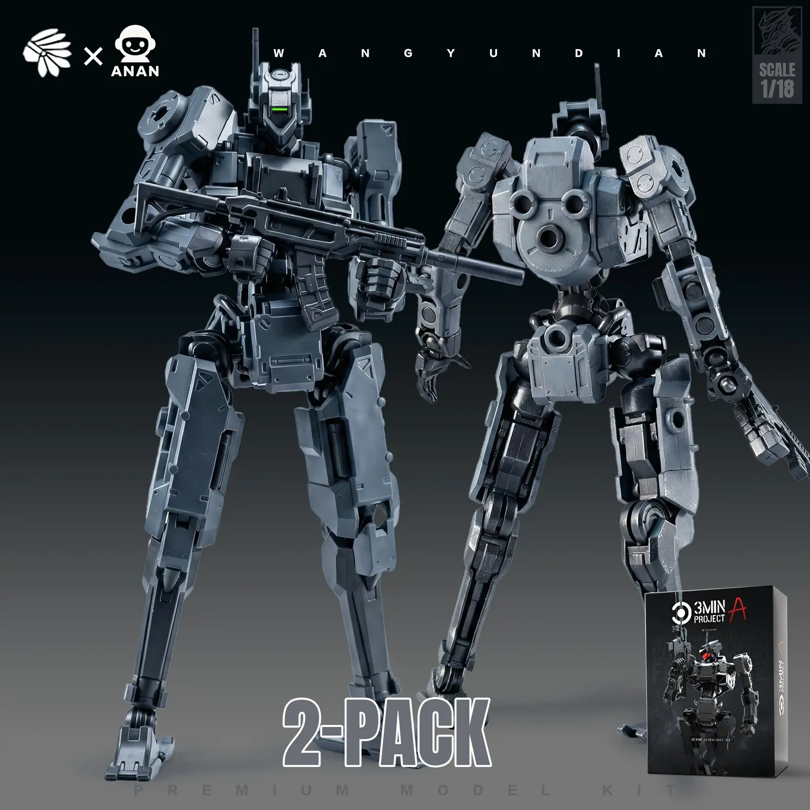 2-Pack 1/18 Scale Sci-Fi Mecha Model Kit, High-Mobility Robot Models, 3mm Universal Interface, Cyberpunk Robot Set with Full Accessories, Multi Jointed Collectible