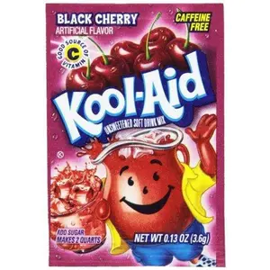 Kool-Aid Unsweetened Black Cherry Flavor Beverage Mix, 0.13-oz Envelopes, Hydration Powder for Adults, Drinks