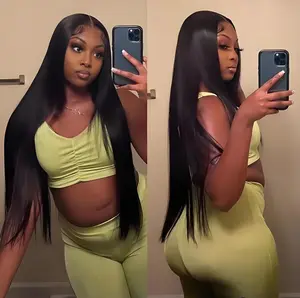 200% Density 40inch Straight/Body wave Human Hair Wig 13X4 Real HD Lace Frontal Wig Human Hair Prelucked Hairline with Baby Hair