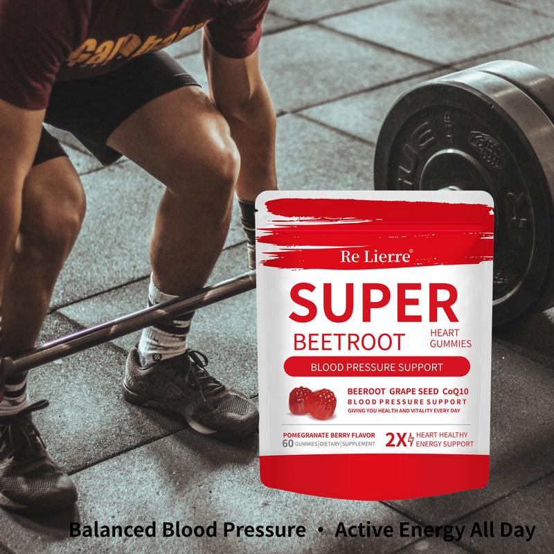 Re Lierrre Super Beetroot Gummies - 2 Pack Pomegranate Berry Flavor - 120 Count - Daily Vitality & Natural Energy - Vegan & Delicious - Blood Pressure Support - Heart Healthy Energy Support