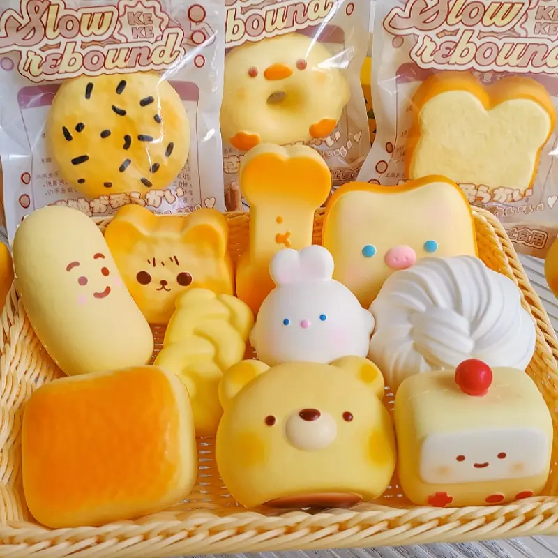 Cute Cartoon Squeeze Toys, Kawaii Squishies Slow Rising Stress Relief Toys, Soft Animal Bread Shape Fidget Toys for Kids Adults, Anxiety Relief Squeeze Toys for Birthday, Christmas, Party Favors, Desk Decor