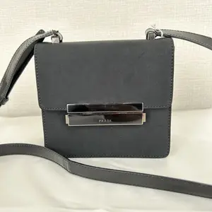 Pre-owned PRADA Black Nylon Flap Crossbody Shoulder Bag with Silver Hardware Japan