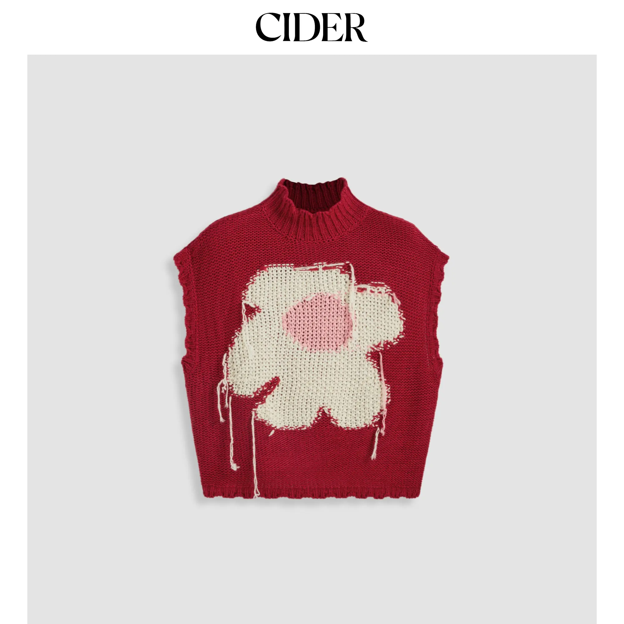 Cider [2 colors, size 0-10] High Neck Flower Knitted Crop Vest