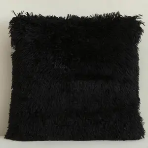 Fluffy Shaggy Cushion Cover without Filler, 1 Count Solid Square Plush Pillow Case for Home Bedroom Car Seat Sofa, Soft Furry Cushion