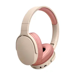 Bluetooth Noise-Cancellation Over-Ear Wireless Headphones, Foldable Wired Stereo Audio Headset with Soft Earmuffs & Light Weight for Prolonged Wearing (Black/Pink) Tech Gadgets