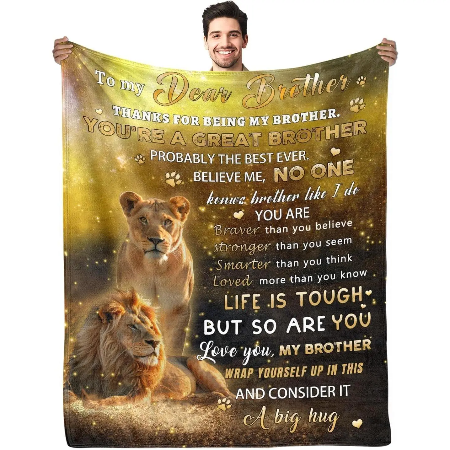 Gift for Brother Blanket Gift from Sister to Brother Birthday Gift for Brother Men Birthday Gift for Brother in Law Flannel Blanket Lion Blanket