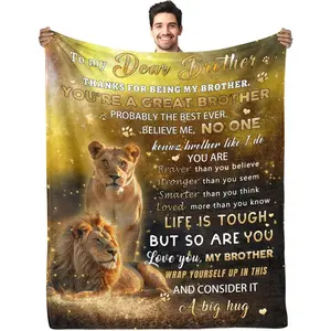 Gift for Brother Blanket Gift from Sister to Brother Birthday Gift for Brother Men Birthday Gift for Brother in Law Flannel Blanket Lion Blanket