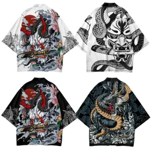 Men's Printed Devil Hall Cardigan, Japanese Kimono, Chinese Dragon Pattern, Asian Traditional Clothing, Cosplay Jacket Menswear Uniforms Workwear Bestie