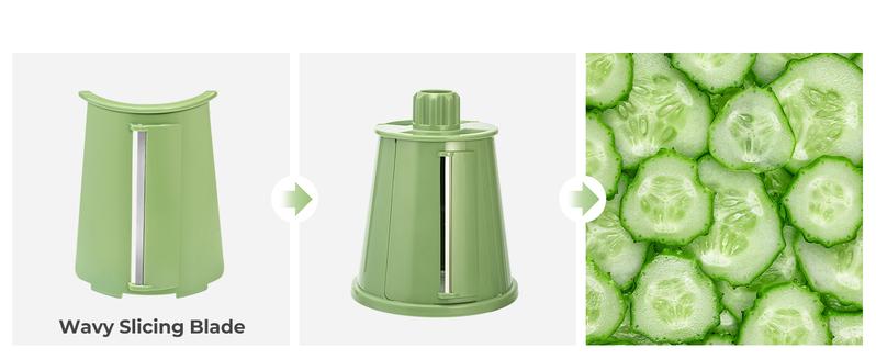 SUSTEAS Rotating Food Grater Chopper with Handle, with 5 Well-Designed Blades and Strong Suction Cup Base, Comes with 1 Blade Storage Box Vegetable Cutting Slicer Vegetable Slicer Dicer Kitchen Utensils Vegetable Fruit Cutter