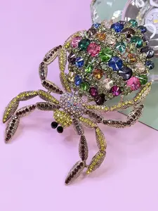 Statement Rhinestone Spider Brooch Pin