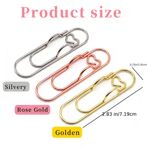 6-Piece Multi-Functional Stainless Steel Heart Pen Clip Set, Colorful Paper Clips, Binder Clip, Portable Holder and Hanger for Office Use, Perfect Holiday Gift