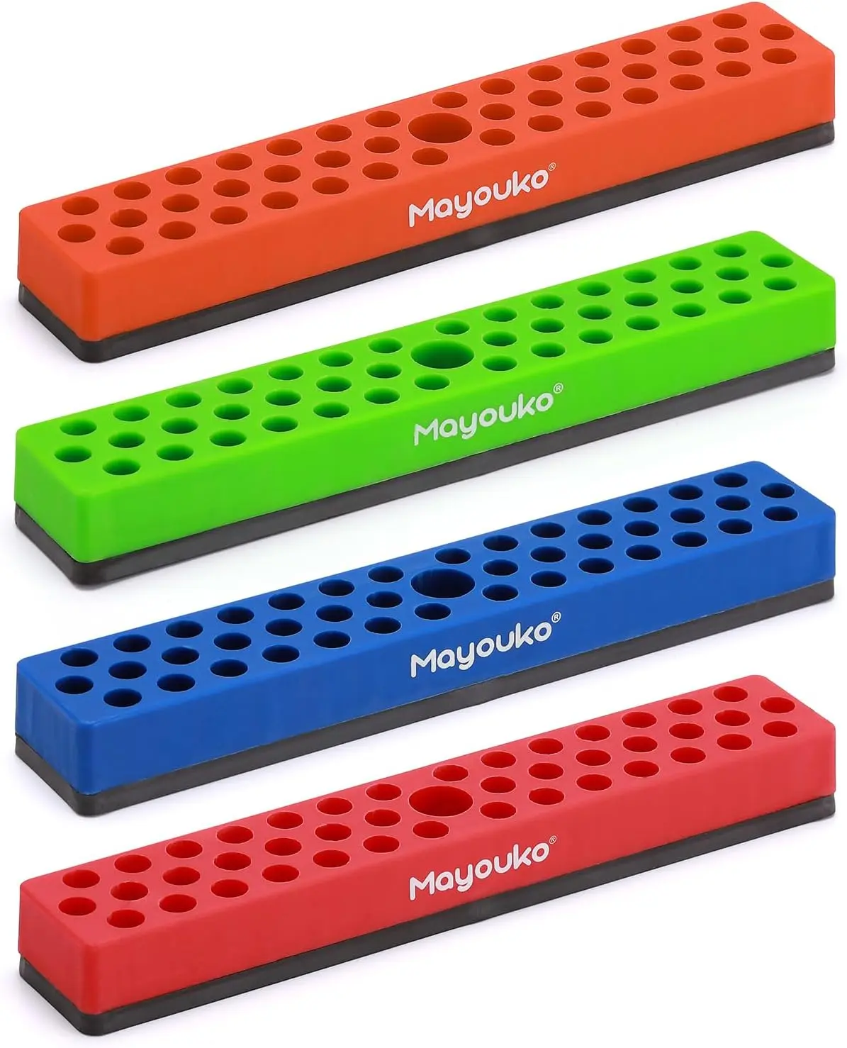 Mayouko 4PCS 1/4" Magnetic Hex Bit Holder Rack Organizer, 172 Holes, 1/4-Inch Drill Bit Holder, 4 Racks, Magnetic Bit Holder with Magnet Base for Screwdriver Bits sohochic