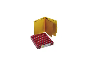 Smead 13734 Pressboard Classification Folders, Letter, Four-Section, Yellow, 10/Box