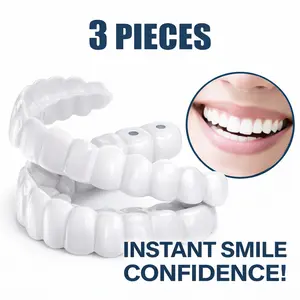 [3 PACK]Smile Hack Instant Snap-On Veneers Teeth Whitening, Comfortable Fit Reusable Moldable Confident Shine New Year Party Essential for Men Women Upper Teeth Braces