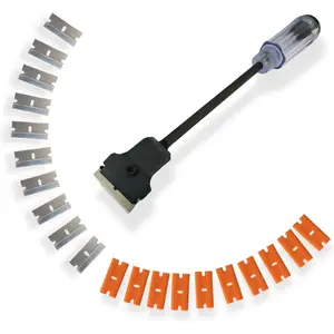 Performance Tool 12-Inch Long Reach Extension Scraper with with 10pcs Carbon Steel Razor Scraper Blades and 10pcs Double-Edged Plastic Blades - Home Improvement.