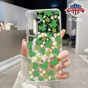 Magnetic Phone Case for Samsung Galaxy S24 Plus S25 Ultra S23 FE Ultra S22+ Clover Delight Pattern TPU Lightweight Shockproof Anti-Scratch Stylish Smartphone Cover