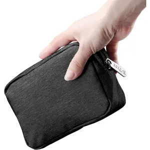 Cute Small Pouch, Makeup  Bag,Make up Bag for Purse,Toiletry Zipper Pouch,Tech Bag, Organizer Travel Case,Storage Pouches for Organization Black