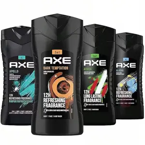 AXE 3-in-1 Body Wash Mix Variety Pack 4 Count – Apollo, Dark Temptation, Africa, Alaska – Body Face Hair Wash for Men