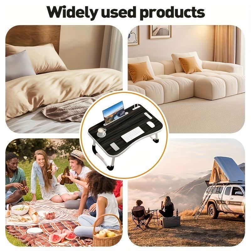 Portable Laptop Desk for Bed & Couch, Foldable Lap Desk with USB Charging Port & Storage Drawers, Compact Small Space Laptop Table for Home Office, Remote Work, Study & Gaming