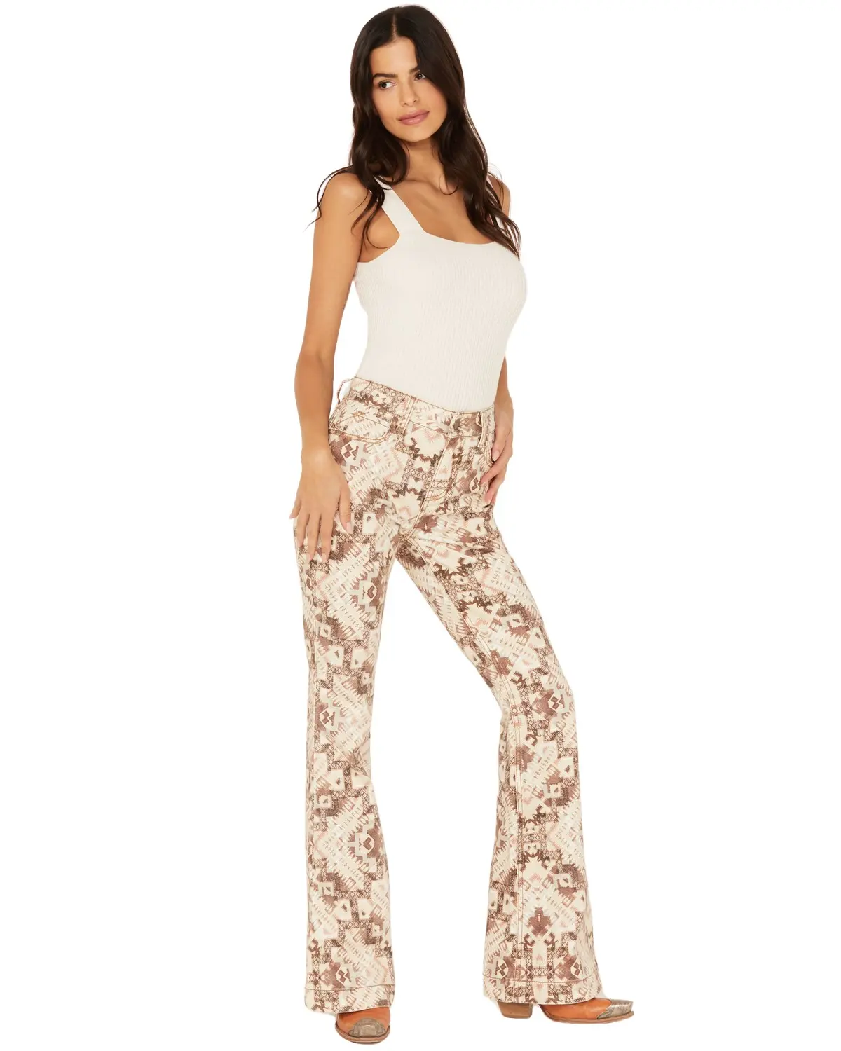 Shyanne Women's Women'S High Rise Southwestern Print Stretch Flare Jeans - Swfa23j40