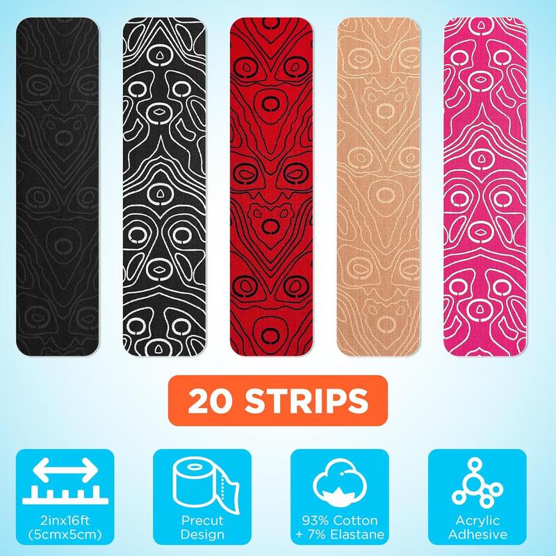 OK TAPE PRO Original Kinesiology Tape Pre-Cut Strips, Latex Free Elastic Athletic Tape Roll, 2in×16ft 2Rolls,Pink+White