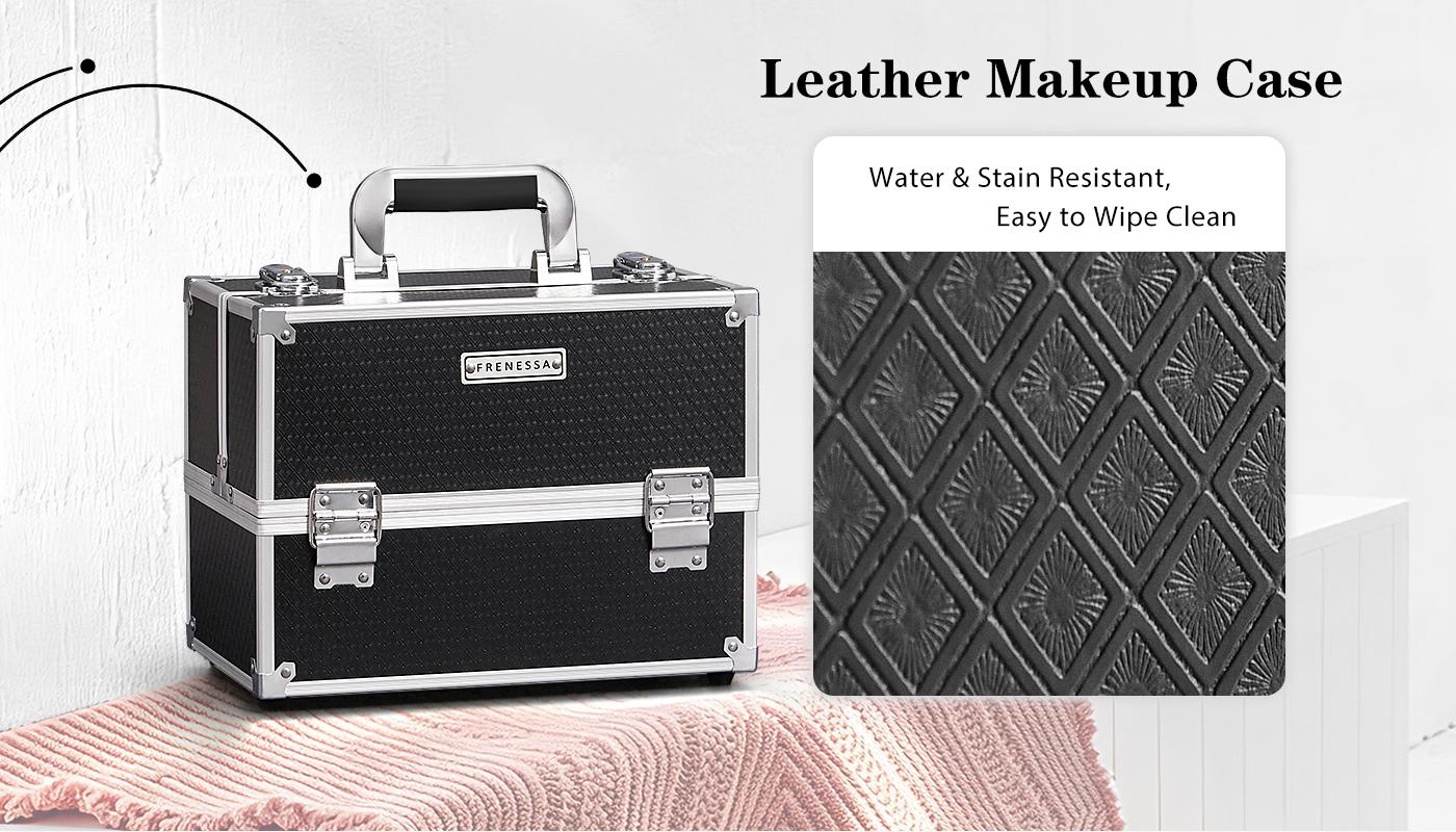 Large Makeup Case with 6 Trays Lockable Cosmetic Organizer Professional Travel Storage Box Hard Vanity Carrying Train Case