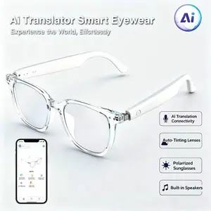 AI Translation Smart Glasses with Bluetooth Auto-Tinting Polarized Lenses Built-in Speakers Mic Blue Light Blocking Wearable Wireless  Real-Time AI Translation Phone