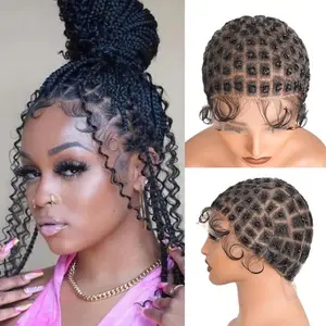 Full Lace Braided Wig Cap With Hair Crochet Wig Cap For Crochet Braids Hair Glueless Double Full Hd Lace Wig Caps For Women Hair Accerssories