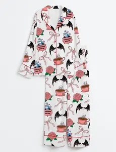 Coquette Acotar Short Sleeve Satin Pajama Set, Pajama Sleepwear Set Coquette Pink Anime, Coquette Acotar Nightwear Set for Her Women