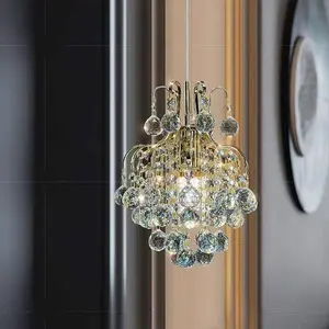 A Pinecone Crystal Ball Pendant Light Luxury Ceiling Lamp for Living Room Modern Kitchen Island Hanging Fixture Golden Metal Chandelier No Light Bulb