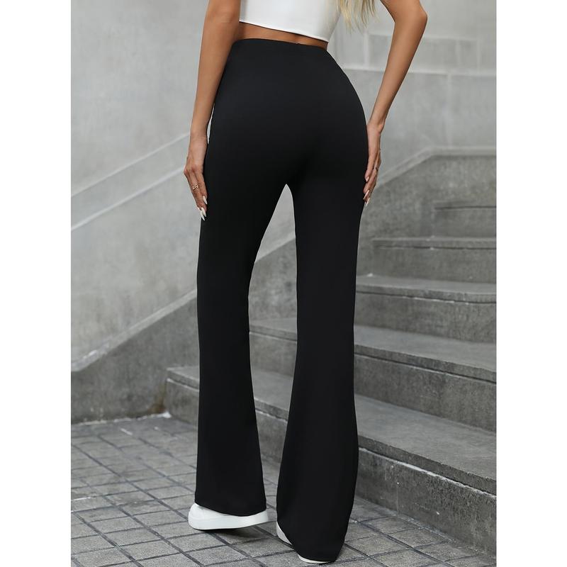 High Waist Flare Leg Pants, Casual Forbidden Pants For Spring & Summer, Women's Clothing