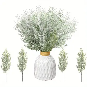 30 Packs of Artificial Snow-white Pine Needles (excluding Vase), 13.78-inch Plastic Artificial Pine Needles, Suitable for Festivals, Homes, Vases, and Flower Arrangements, No Power Required, Valentine's Day, Christmas Home Decoration