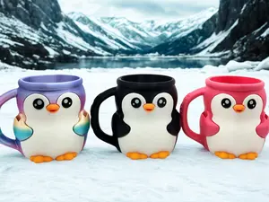 Penguin Ice Cream Pint Buddy Caddy with Secret Drawer Fun 3D Printed Design for Kids Snack Time 5 Inches Tall