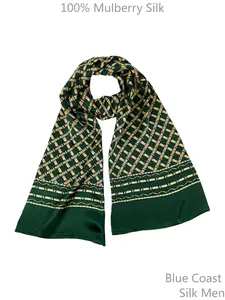 100% Pure Mulberry Silk Men's Suit Cravat Scarf | Green Bamboo Joint Pattern Double-Sided Design | Luxurious Business Gentleman Style | All-Season for Daily & Formal Occasions | Elegant Gift Wrapping | Perfect Gift | For Personal Use