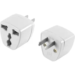 Universal Travel Adapter: Seamless Plug Conversion for International Travelers AC Wall Power Adapter to Convert China, UK, AU, EU & Other Plugs to US Plug Socket (2PACK)